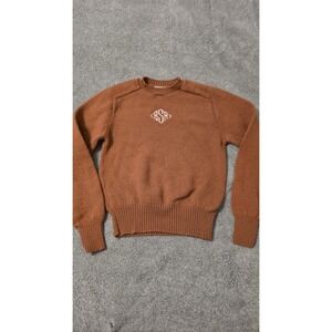 Avon Fashions Vintage Sweater‎ Burnt Orange Embroidered Women's Medium 100% Wool